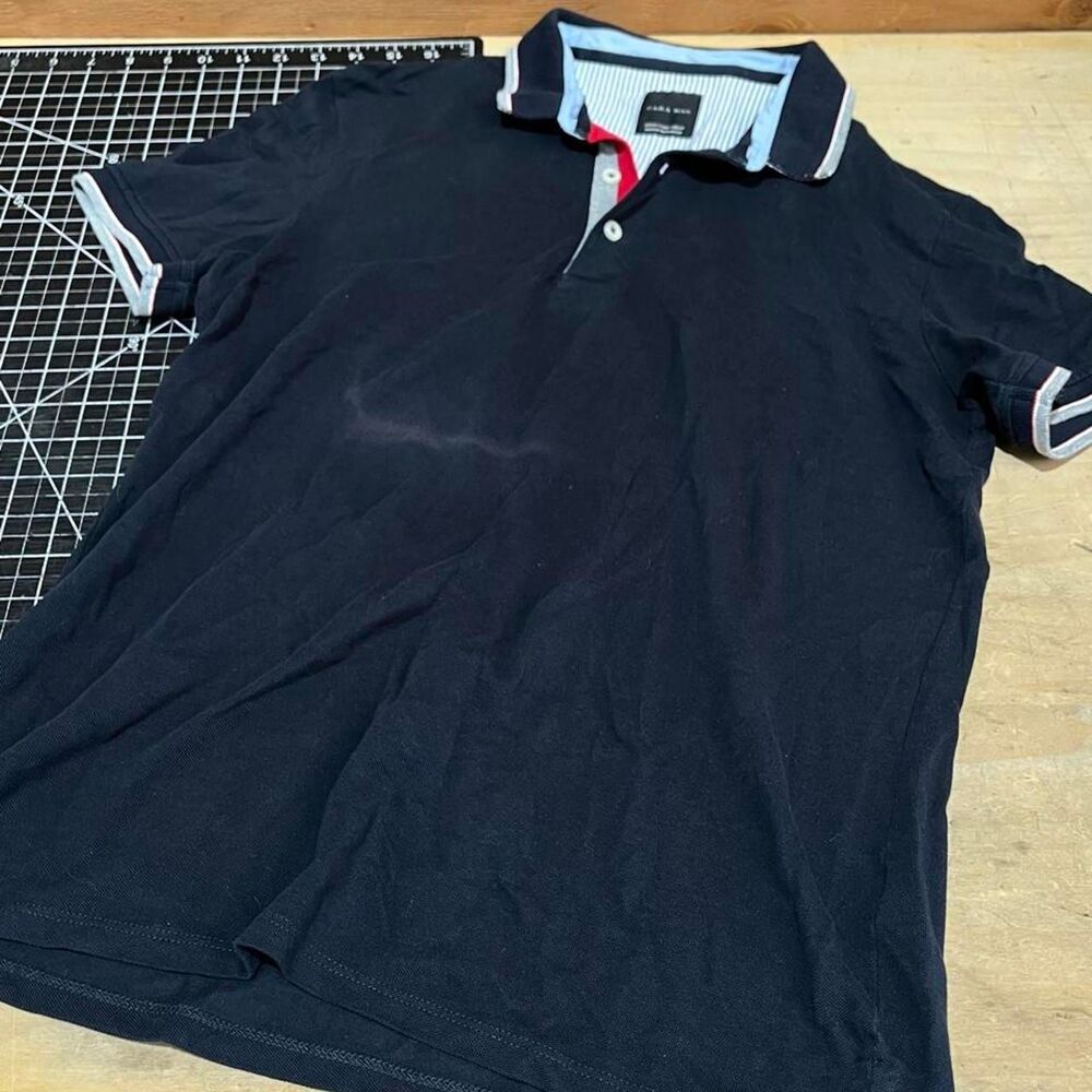 Zara Men's Black and Navy Polo-shirts